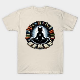 Books Cat Meditating T-Shirt